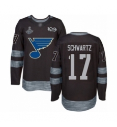 Men's St. Louis Blues #17 Jaden Schwartz Authentic Black 1917-2017 100th Anniversary 2019 Stanley Cup Champions Hockey Jersey