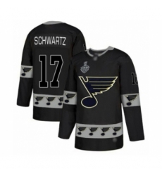 Men's St. Louis Blues #17 Jaden Schwartz Authentic Black Team Logo Fashion 2019 Stanley Cup Final Bound Hockey Jersey