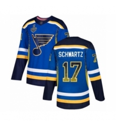 Men's St. Louis Blues #17 Jaden Schwartz Authentic Blue Drift Fashion 2019 Stanley Cup Final Bound Hockey Jersey