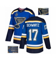Men's St. Louis Blues #17 Jaden Schwartz Authentic Royal Blue Fashion Gold 2019 Stanley Cup Final Bound Hockey Jersey