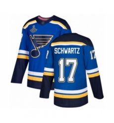 Men's St. Louis Blues #17 Jaden Schwartz Authentic Royal Blue Home 2019 Stanley Cup Champions Hockey Jersey