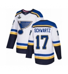 Men's St. Louis Blues #17 Jaden Schwartz Authentic White Away 2019 Stanley Cup Champions Hockey Jersey