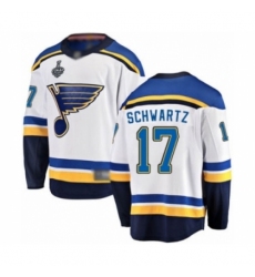 Men's St. Louis Blues #17 Jaden Schwartz Fanatics Branded White Away Breakaway 2019 Stanley Cup Final Bound Hockey Jersey