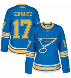 Women's Reebok St. Louis Blues #17 Jaden Schwartz Authentic Blue 2017 Winter Classic NHL Jersey