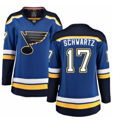 Women's St. Louis Blues #17 Jaden Schwartz Fanatics Branded Royal Blue Home Breakaway NHL Jersey