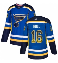 Men's Adidas St. Louis Blues #16 Brett Hull Authentic Blue Drift Fashion NHL Jersey