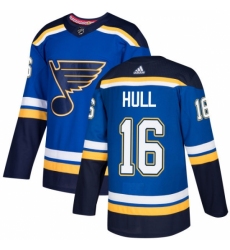 Men's Adidas St. Louis Blues #16 Brett Hull Authentic Royal Blue Home NHL Jersey