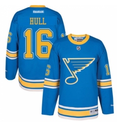 Men's Reebok St. Louis Blues #16 Brett Hull Authentic Blue 2017 Winter Classic NHL Jersey