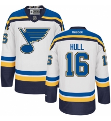 Men's Reebok St. Louis Blues #16 Brett Hull Authentic White Away NHL Jersey