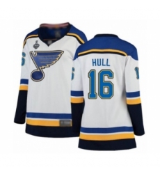 Women's St. Louis Blues #16 Brett Hull Fanatics Branded White Away Breakaway 2019 Stanley Cup Final Bound Hockey Jersey