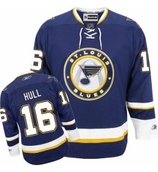 Youth Reebok St. Louis Blues #16 Brett Hull Premier Navy Blue Third NHL Jersey