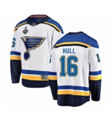 Youth St. Louis Blues #16 Brett Hull Fanatics Branded White Away Breakaway 2019 Stanley Cup Final Bound Hockey Jersey