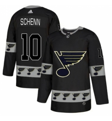 Men's Adidas St. Louis Blues #10 Brayden Schenn Authentic Black Team Logo Fashion NHL Jersey