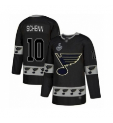 Men's St. Louis Blues #10 Brayden Schenn Authentic Black Team Logo Fashion 2019 Stanley Cup Final Bound Hockey Jersey