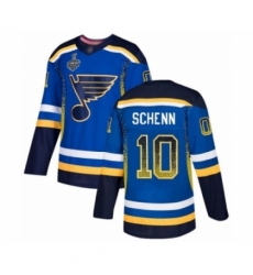 Men's St. Louis Blues #10 Brayden Schenn Authentic Blue Drift Fashion 2019 Stanley Cup Final Bound Hockey Jersey