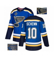 Men's St. Louis Blues #10 Brayden Schenn Authentic Royal Blue Fashion Gold 2019 Stanley Cup Final Bound Hockey Jersey