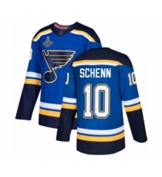 Men's St. Louis Blues #10 Brayden Schenn Authentic Royal Blue Home 2019 Stanley Cup Champions Hockey Jersey