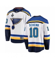 Men's St. Louis Blues #10 Brayden Schenn Fanatics Branded White Away Breakaway 2019 Stanley Cup Final Bound Hockey Jersey