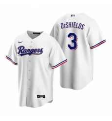 Men's Nike Texas Rangers #3 Delino DeShields White Home Stitched Baseball Jersey