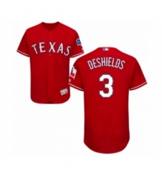 Men's Texas Rangers #3 Delino DeShields Jr. Red Alternate Flex Base Authentic Collection Baseball Player Jersey