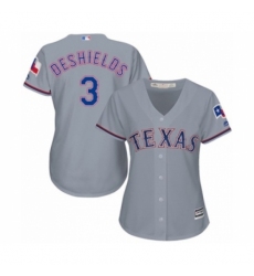 Women's Texas Rangers #3 Delino DeShields Jr. Authentic Grey Road Cool Base Baseball Player Jersey