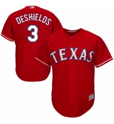 Youth Majestic Texas Rangers #3 Delino DeShields Authentic Red Alternate Cool Base MLB Jersey