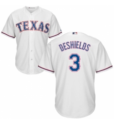 Youth Majestic Texas Rangers #3 Delino DeShields Replica White Home Cool Base MLB Jersey