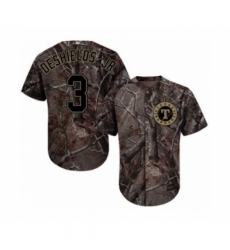 Youth Texas Rangers #3 Delino DeShields Jr. Authentic Camo Realtree Collection Flex Base Baseball Player Jersey