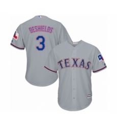 Youth Texas Rangers #3 Delino DeShields Jr. Authentic Grey Road Cool Base Baseball Player Jersey
