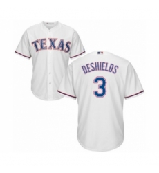Youth Texas Rangers #3 Delino DeShields Jr. Authentic White Home Cool Base Baseball Player Jersey