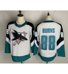 Men's San Jose Sharks #88 Brent Burns Authentic White Away Jersey