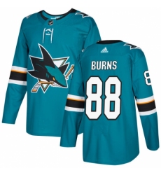 Youth Adidas San Jose Sharks #88 Brent Burns Authentic Teal Green Home NHL Jersey