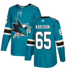 Men's Adidas San Jose Sharks #65 Erik Karlsson Premier Teal Green Home NHL Jersey