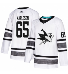 Men's Adidas San Jose Sharks #65 Erik Karlsson White 2019 All-Star Game Parley Authentic Stitched NHL Jersey