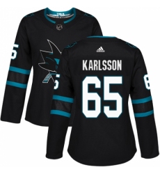 Women's Adidas San Jose Sharks #65 Erik Karlsson Premier Black Alternate NHL Jersey