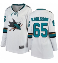 Women's San Jose Sharks #65 Erik Karlsson Fanatics Branded White Away Breakaway NHL Jersey