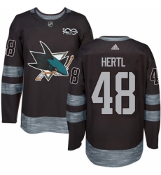 Men's Adidas San Jose Sharks #48 Tomas Hertl Authentic Black 1917-2017 100th Anniversary NHL Jersey