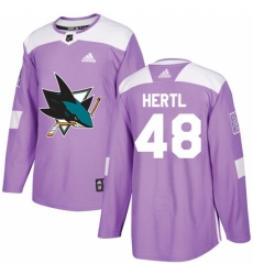 Men's Adidas San Jose Sharks #48 Tomas Hertl Authentic Purple Fights Cancer Practice NHL Jersey