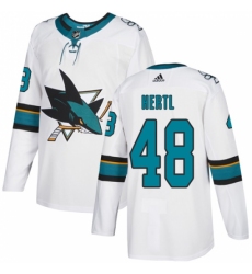 Men's Adidas San Jose Sharks #48 Tomas Hertl White Road Authentic Stitched NHL Jersey