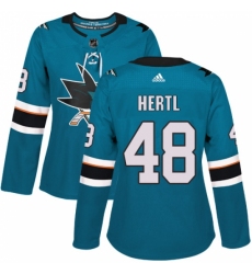Women's Adidas San Jose Sharks #48 Tomas Hertl Authentic Teal Green Home NHL Jersey