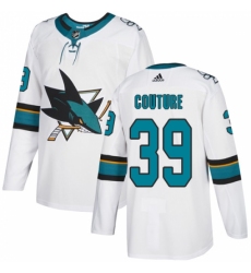 Men's Adidas San Jose Sharks #39 Logan Couture White Road Authentic Stitched NHL Jersey
