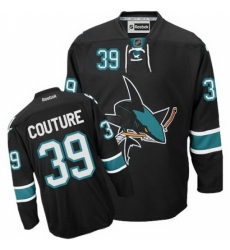Men's Reebok San Jose Sharks #39 Logan Couture Authentic Black Third NHL Jersey