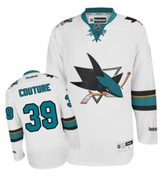Men's Reebok San Jose Sharks #39 Logan Couture Authentic White Away NHL Jersey
