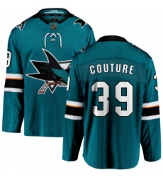 Youth San Jose Sharks #39 Logan Couture Fanatics Branded Teal Green Home Breakaway NHL Jersey