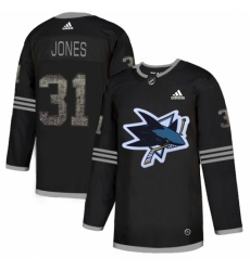 Men's Adidas San Jose Sharks #31 Martin Jones Black Authentic Classic Stitched NHL Jersey