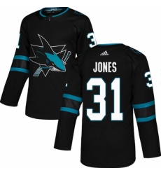Men's Adidas San Jose Sharks #31 Martin Jones Premier Black Alternate NHL Jersey
