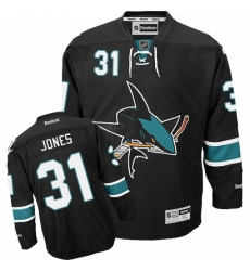 Men's Reebok San Jose Sharks #31 Martin Jones Authentic Black Third NHL Jersey