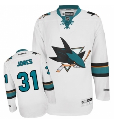Youth Reebok San Jose Sharks #31 Martin Jones Authentic White Away NHL Jersey