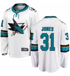 Youth San Jose Sharks #31 Martin Jones Fanatics Branded White Away Breakaway NHL Jersey