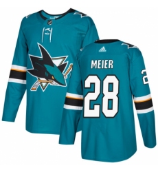Men's Adidas San Jose Sharks #28 Timo Meier Authentic Teal Green Home NHL Jersey